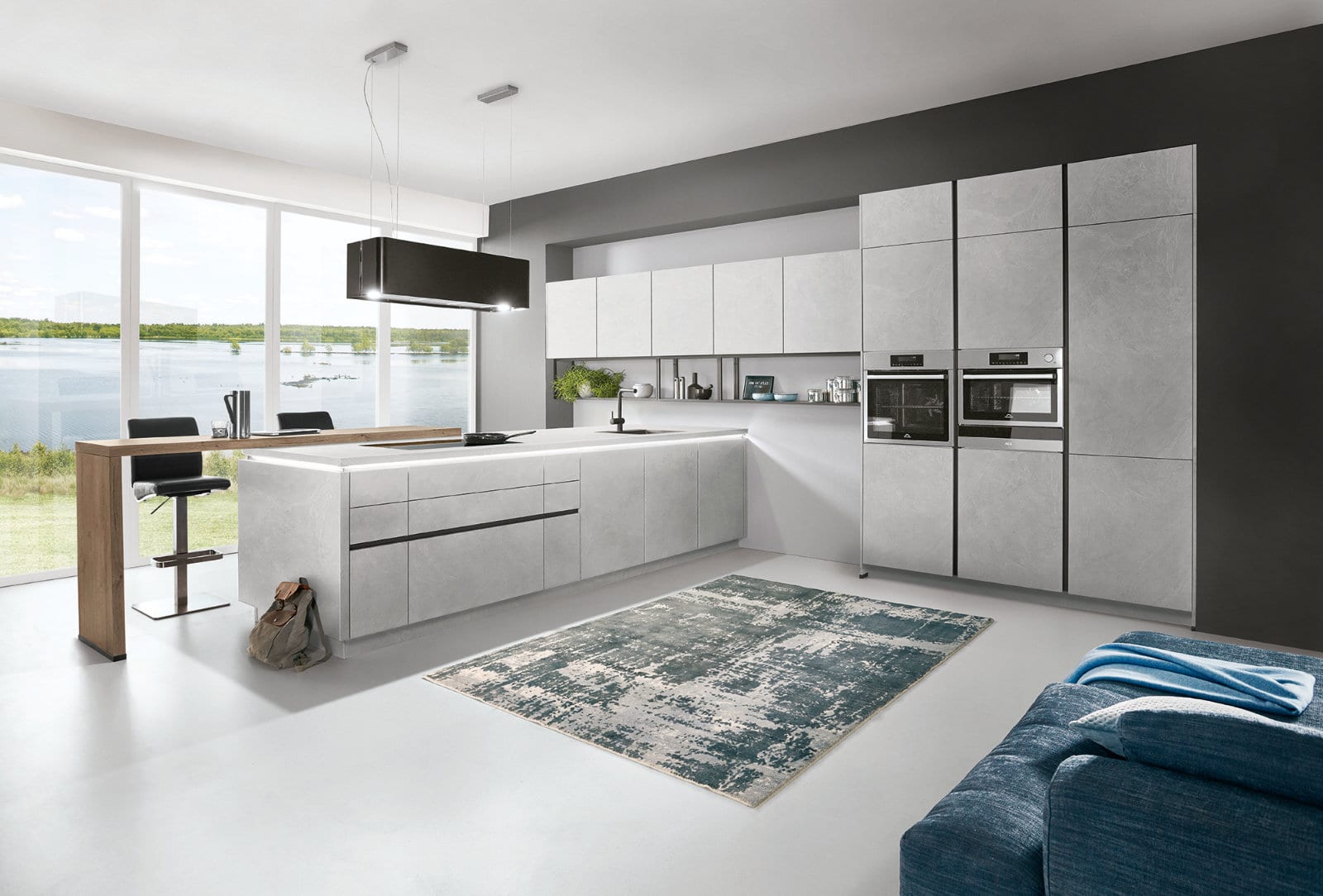 Nobilia Grey Stone Handleless Open Plan Kitchen 2021 5 | Lead Wolf, Peterborough