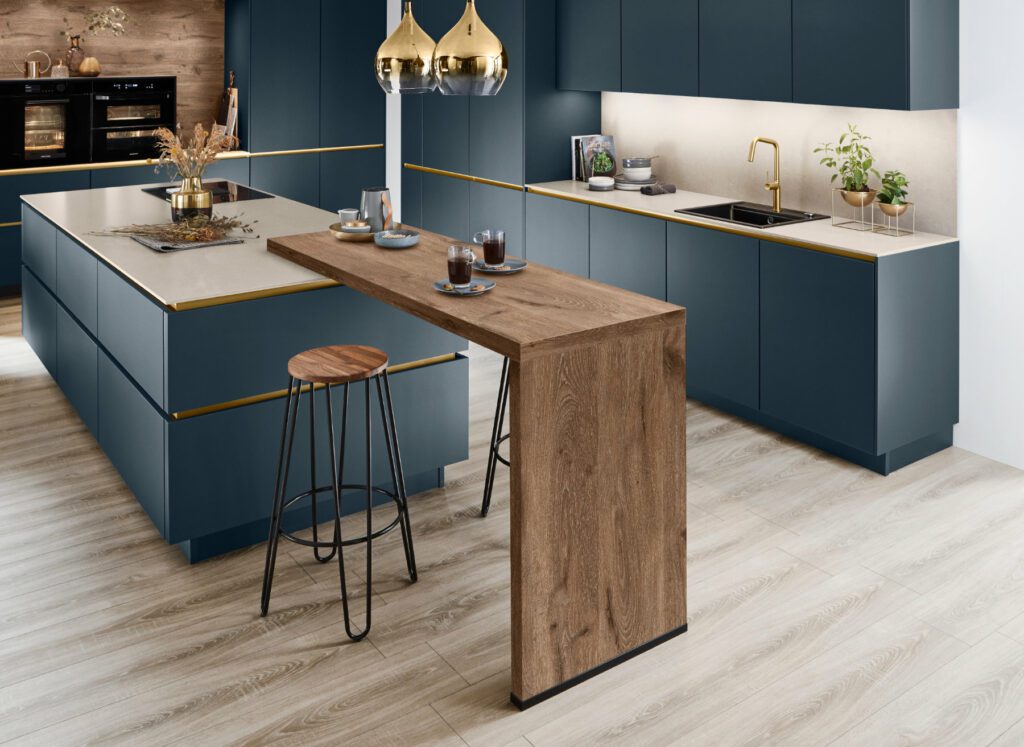 Nobilia Teal Matt Handleless Kitchen With Island 2 | Kutchenhaus, Newcastle